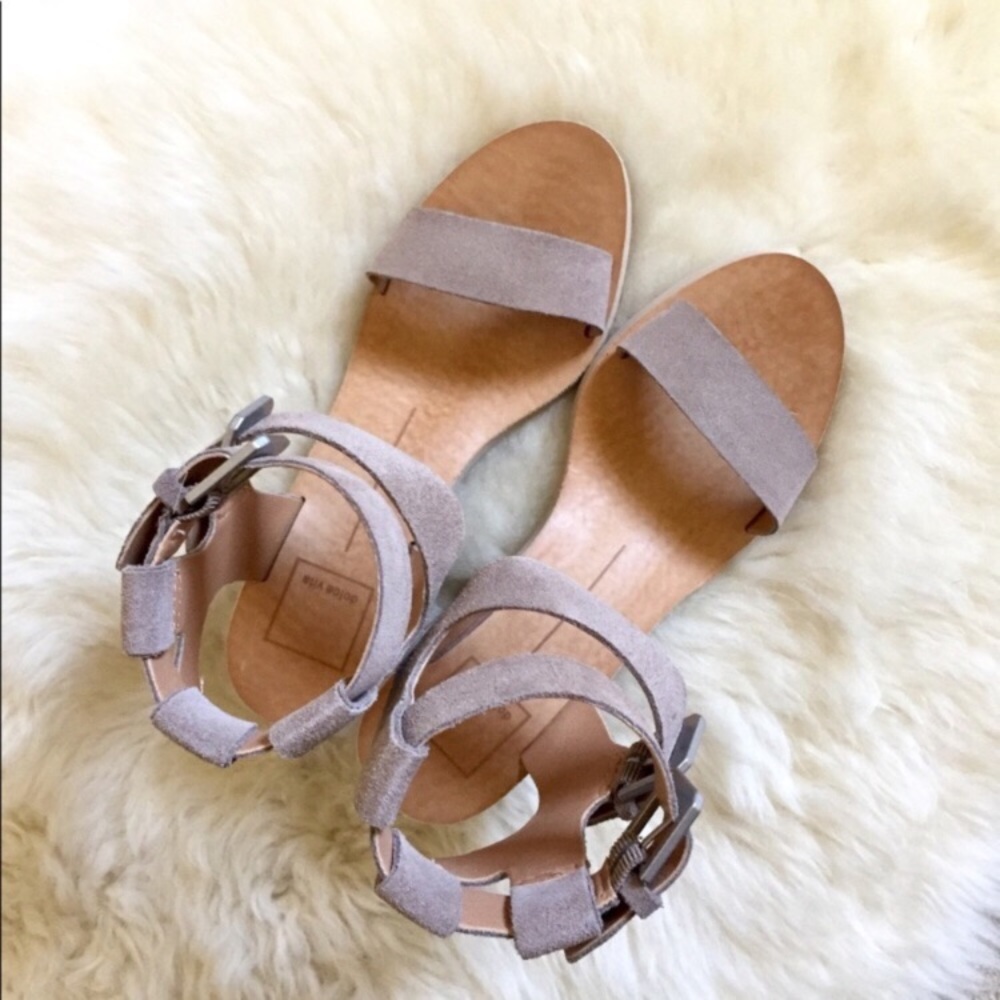 Dolce Vita West Dual Ankle Strap Taupe Sandals - Picture 2 of 7